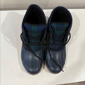 L.L. Bean Navy and Green Plaid Boots